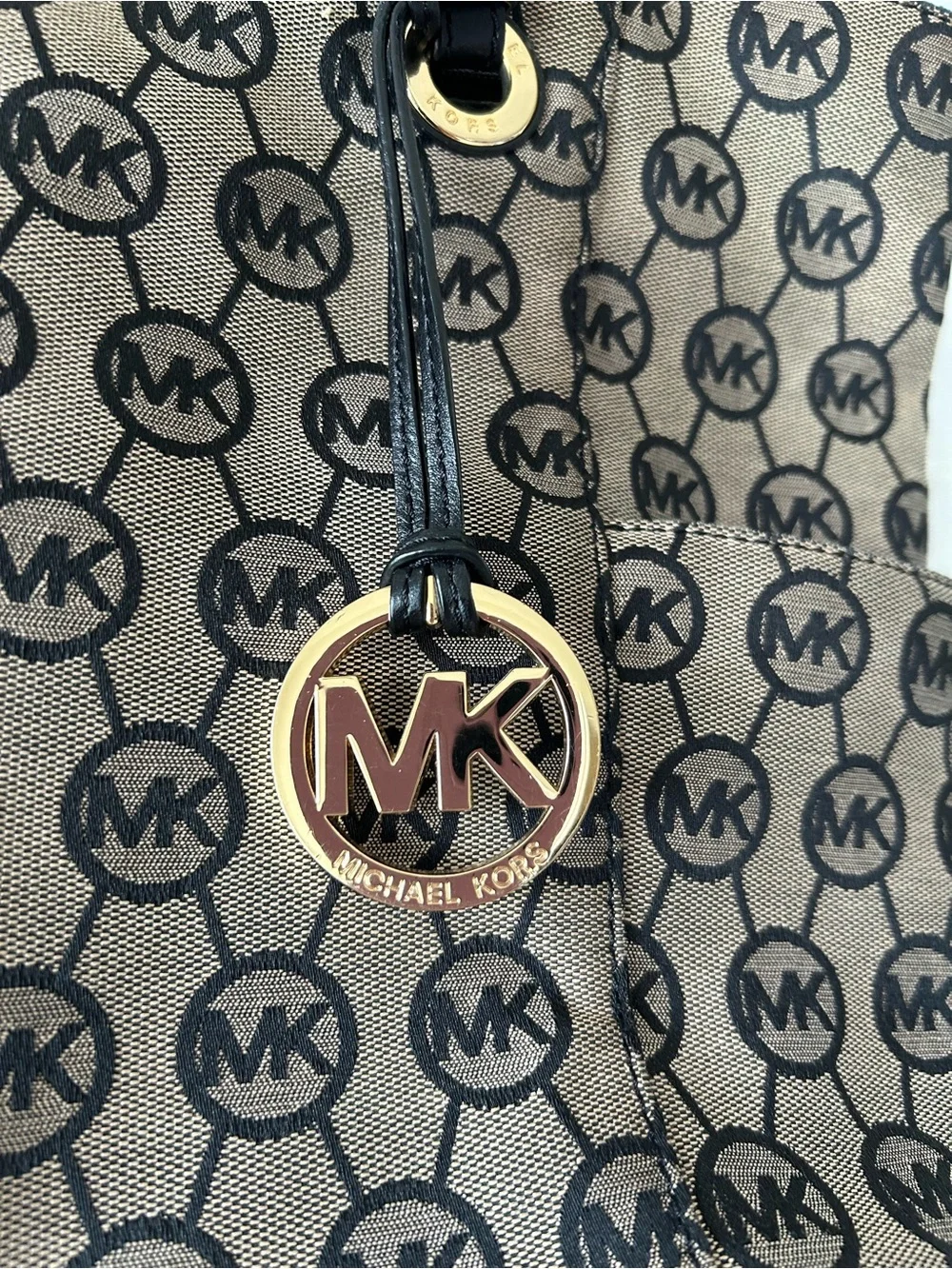 Michael Kors Brown Logo Canvas Tote with Brown Handles